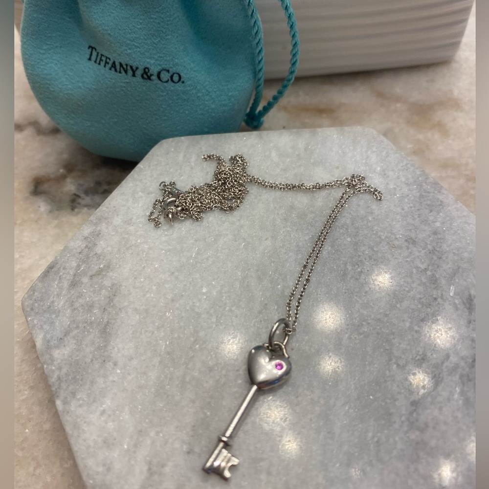 Tiffany & Co. - heart key necklace with pink sapphire